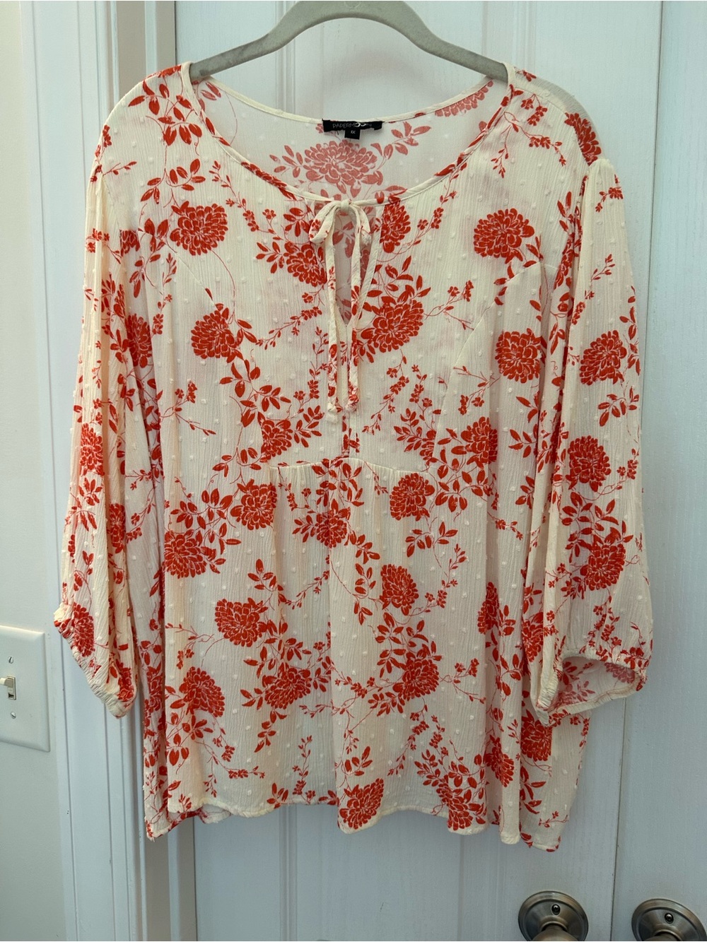 Papermoon Cream Tunic with Coral Floral Print